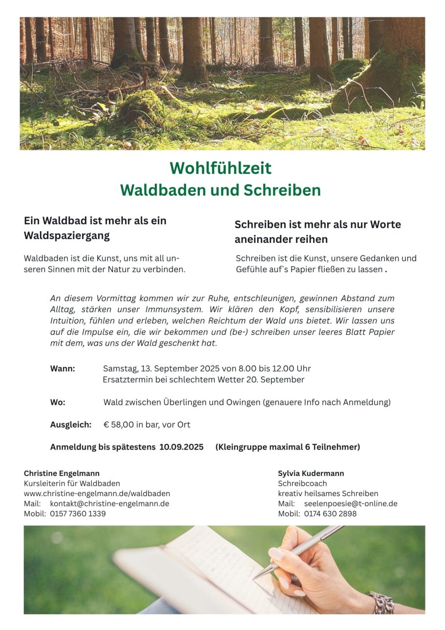 Waldbaden Linzgau Bodensee Waldbaden und Schreiben